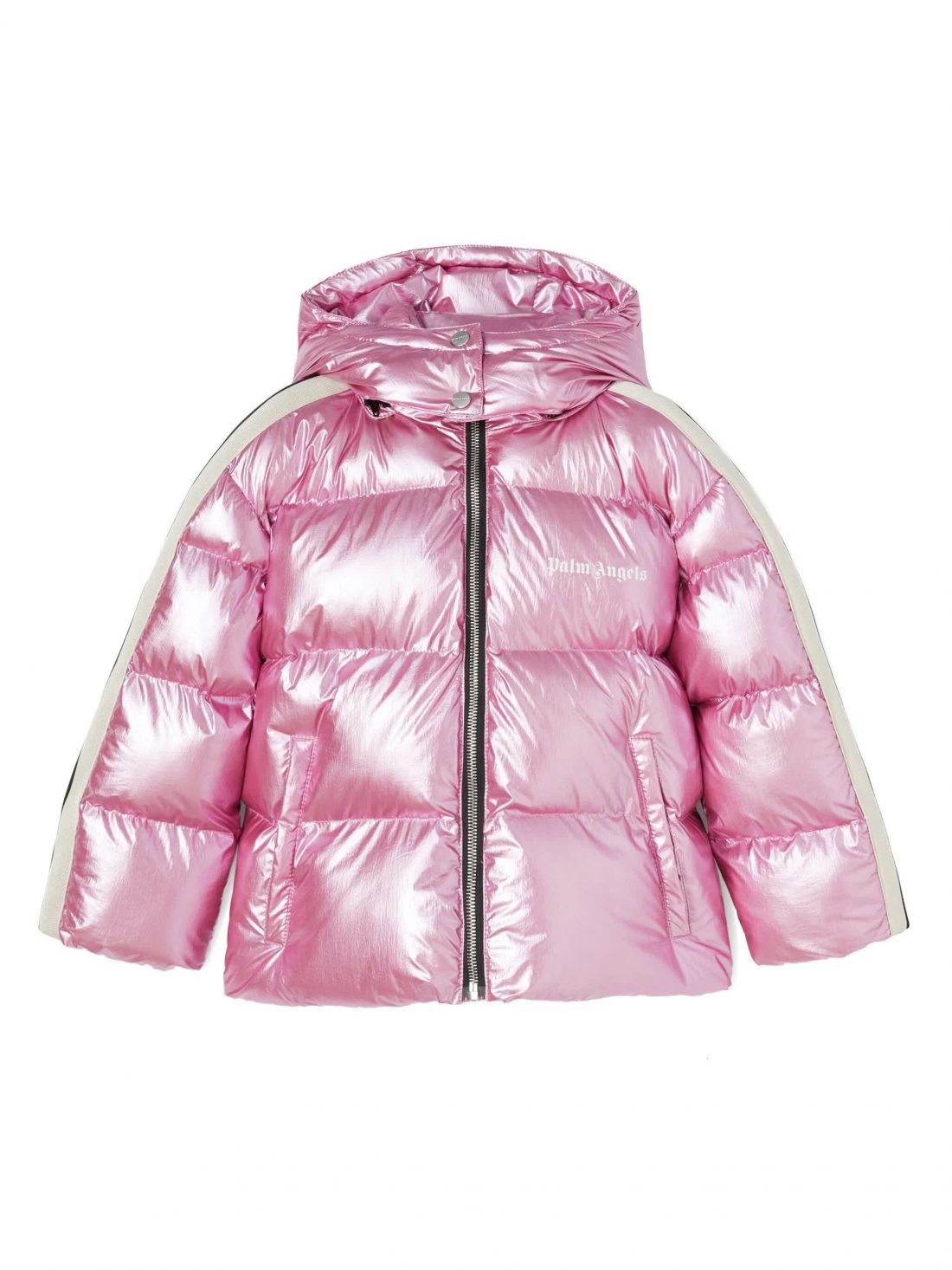 SHINY TRACK HOODED PUFFER JKT