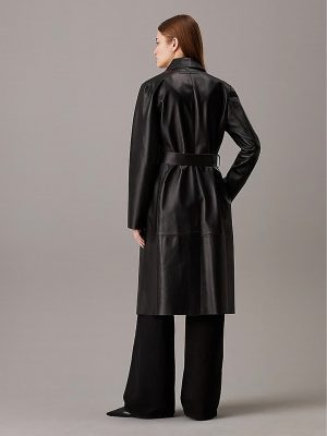 LEATHER WRAP TRENCH COAT