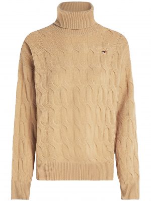 SOFT WOOL CABLE ROLL-NECK SWEATER